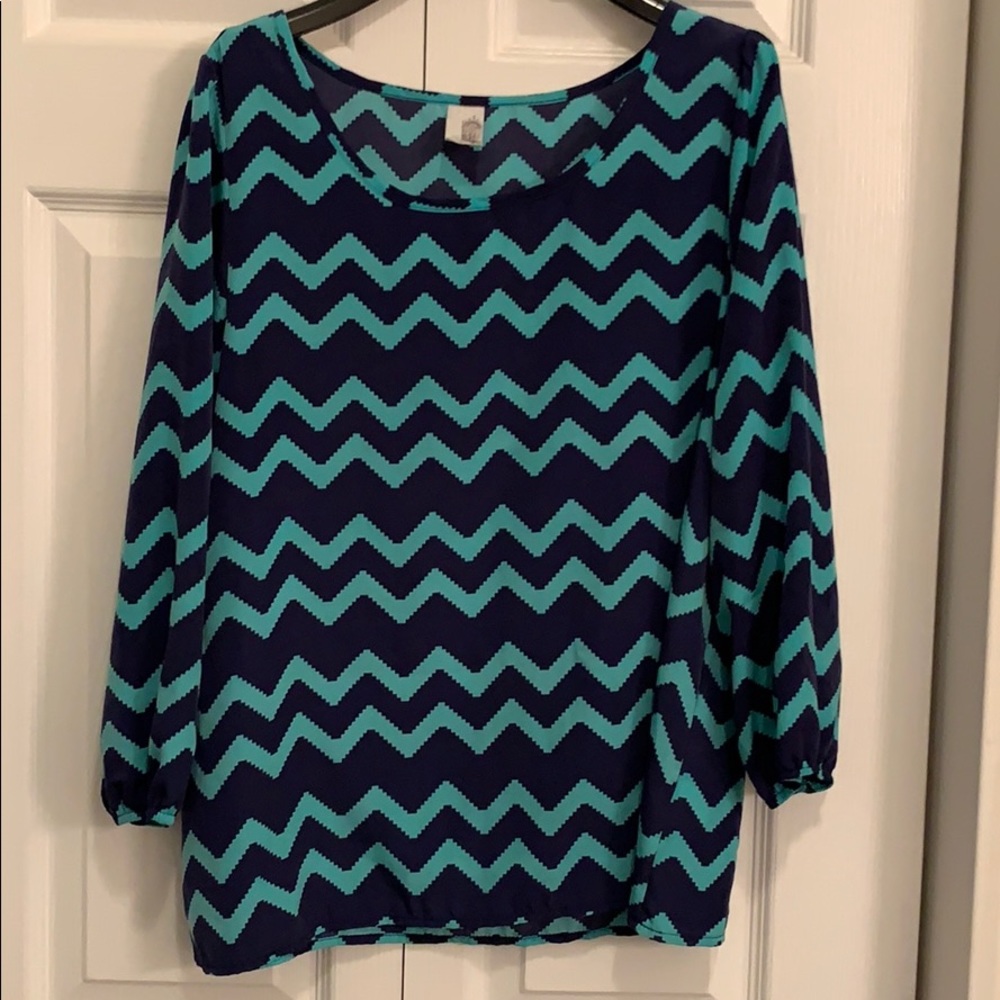 Blue and Green Blouse